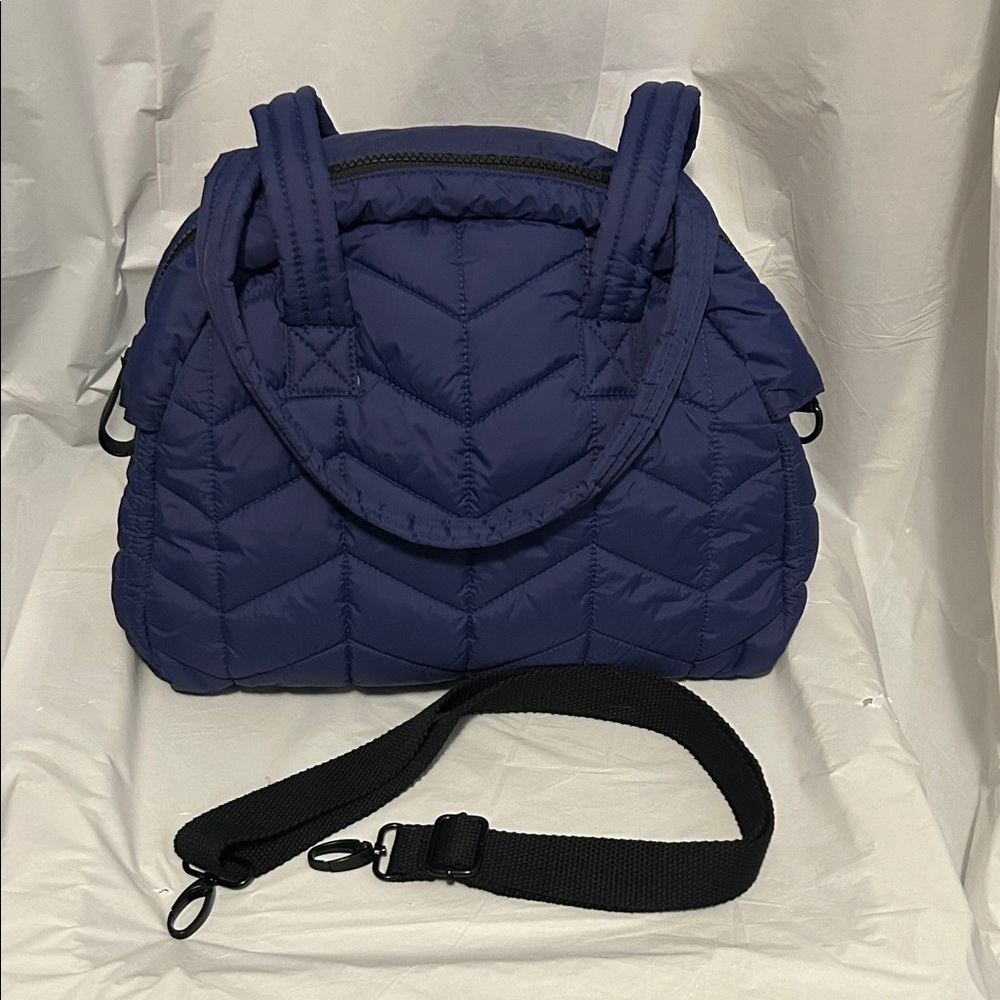 New Madden Girl Quilted Navy Crossbody Tote Bag